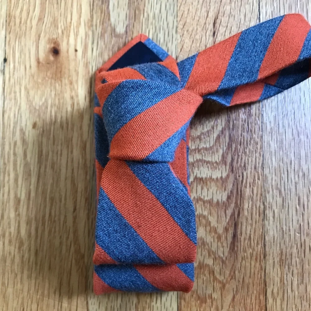 J. Crew Orange and Blue Striped Wool Silk Men's Tie